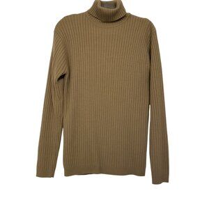 Vintage Tan Thick Knit Turtle Neck Sweater Large Muskoka Lake Heavy knit Unisex